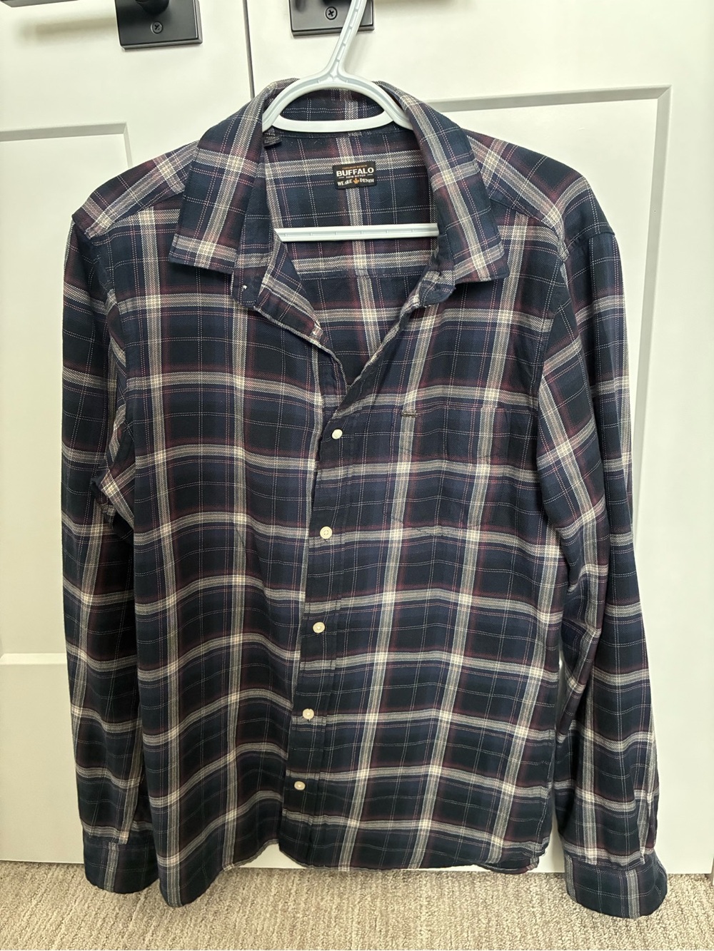 Buffalo David Bitton Men’s Large Navy Plaid Button-Up Shirt